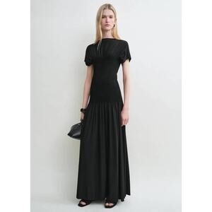 Toteme Black Maxi Dress with Short Sleeves
